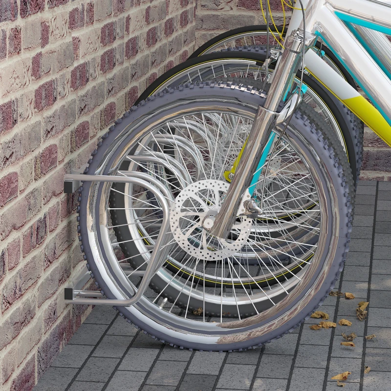 HOMCOM Rastrelliera Portabiciclette Parcheggio per 6 Biciclette in Acciaio, 179x33x27 cm, Argento