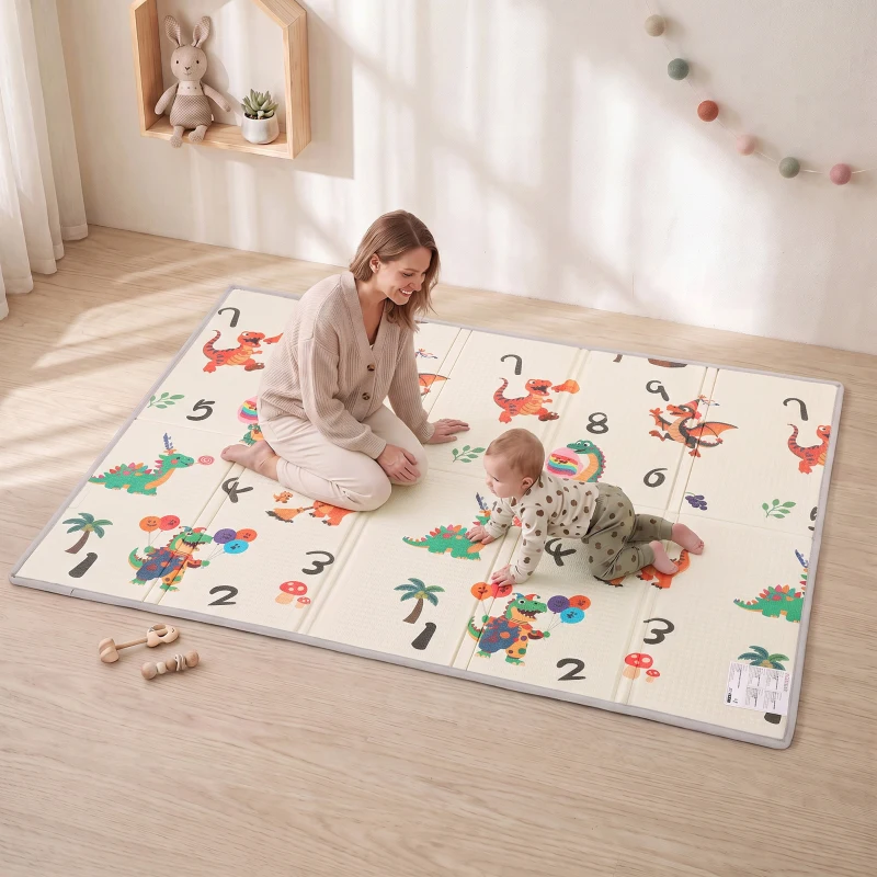 AIYAPLAY Esterilla para Gatear Plegable Reversible Alfombra de Juego para Bebé con Motivo de Animales 200 x 150 cm antideslizante impermeable para niños 0-3 años