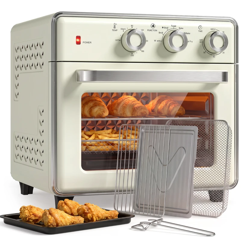 HOMCOM 5-in1 Mini Ofen, 20 L Fassungsvermögen, 1400W, 1 Backrost, 1 Backblech, 60 Min. Timer