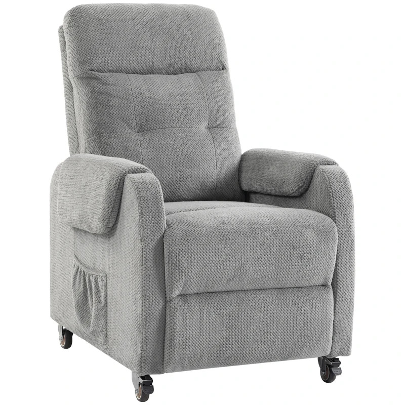 HOMCOM Fotoliu relax cu funcție de rotație 360° & funcție push-back de înclinare, fotoliu TV cu suport pentru picioare până la 150 kg, gri