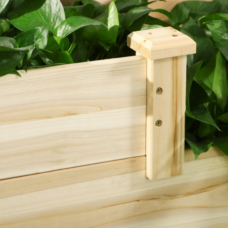 Outsunny Huerto Urbano 3 Niveles de Madera Jardinera Elevada con Base Abierta para Cultivar Plantas Flores 108x88x36 cm Natural