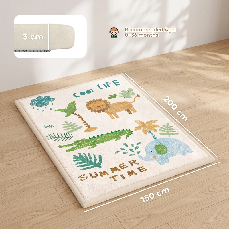 AIYAPLAY Alfombra de Juego para Niños Alfombra Infantil de Espuma Espesor 3 cm Motivo Animal Base Antideslizante 150x200cm