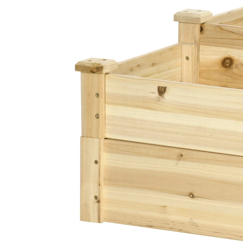 Outsunny Huerto Urbano 3 Niveles de Madera Jardinera Elevada con Base Abierta para Cultivar Plantas Flores 108x88x36 cm Natural