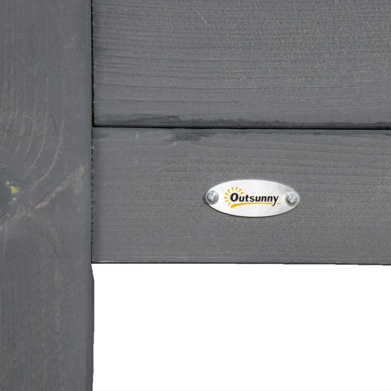 Outsunny Letto per Orto Rialzato, Fioriera Rialzata da Esterno in Abete con Fodera e 4 Fori di Drenaggio, Grigio Scuro