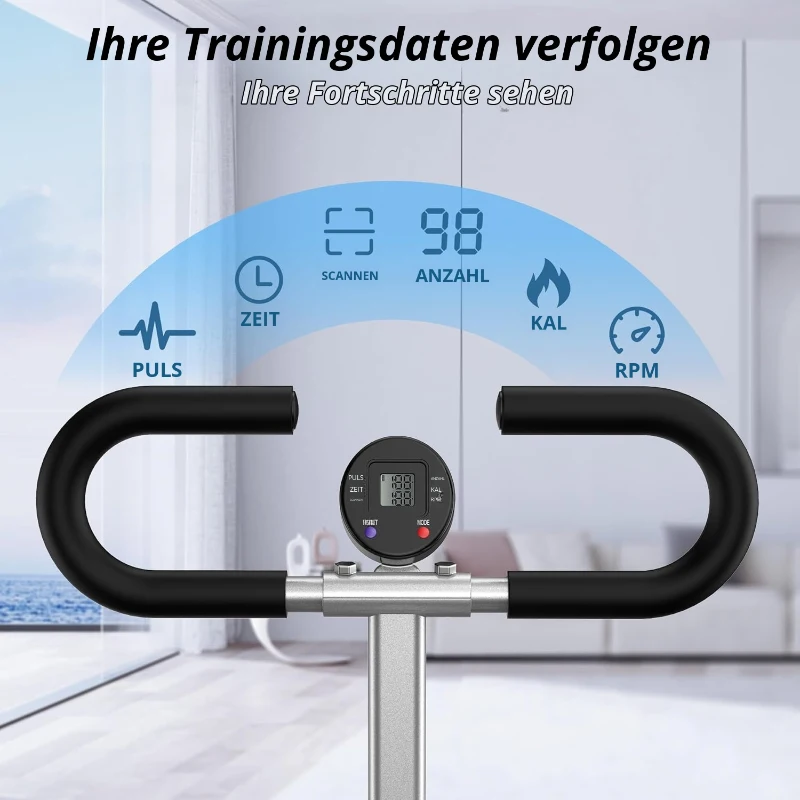 Squatmaschine mit Ruderfunktion, 4 Widerstandsstufen, faltbar, digitale Anzeige, Stahlkonstruktion, Grau