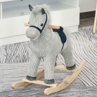HOMCOM hobbelpaard voor kinderen baby hobbelpaard voor 36-72 maanden grijs