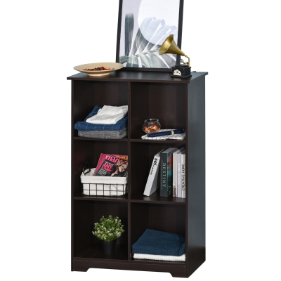 HOMCOM boekenplank vrijstaande stelling dressoir keukenkast kubuskast met 6 roosters