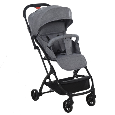 HOMCOM kinderwagen inklapbare buggy babyzitje babybedje 0-36 maanden grijs