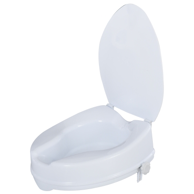 HOMCOM verhoogde toiletbril toiletbevestiging met bril voor senioren PP wit