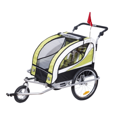 Kinderaanhanger 2 in 1 fietsaanhanger jogger aanhanger 360° draaibaar voor 2 kinderen