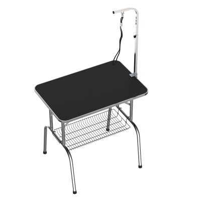 PawHut Aluminium trimtafel dierenverzorging scheertafel met korf in hoogte verstelbaar zwart