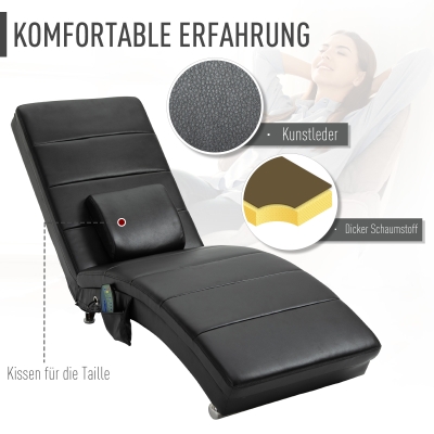 HOMCOM relaxfauteuil tv-stoel voor woonkamer loungestoel massage zwart