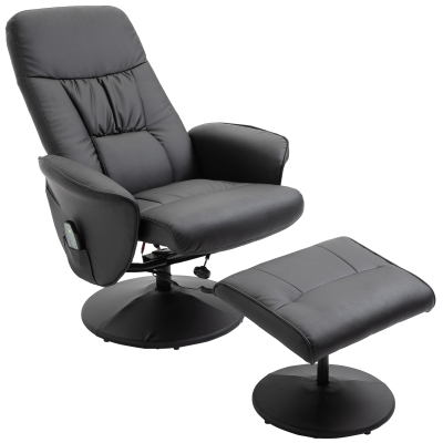 Massagestoel met voetenbank verwarmingsfunctie relaxstoel met 145° helling PU 2 kleuren