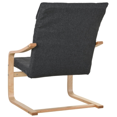 HOMCOM relaxstoel fauteuil met armleuning linnen bekleding houten frame grijs