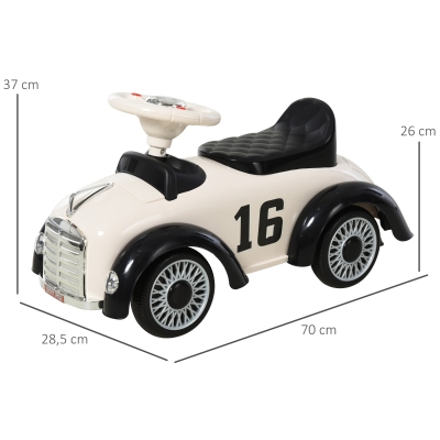 HOMCOM duwauto loopauto kinderauto kindervoertuig met muziek wit