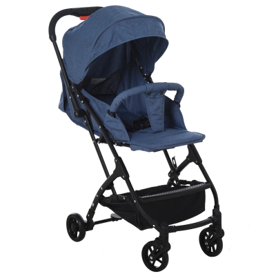 HOMCOM kinderwagen inklapbare buggy babyzitje babybedje 0-36 maanden blauw