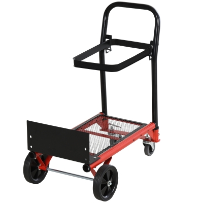 HOMCOM 2-in-1 multifunctionele steekwagen in hoogte verstelbare metalen inklapbare wagen metaal