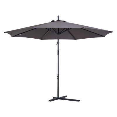 Zonnescherm afneembare parasol, zweefparasol, zwengelparasol met handkruk, grijs