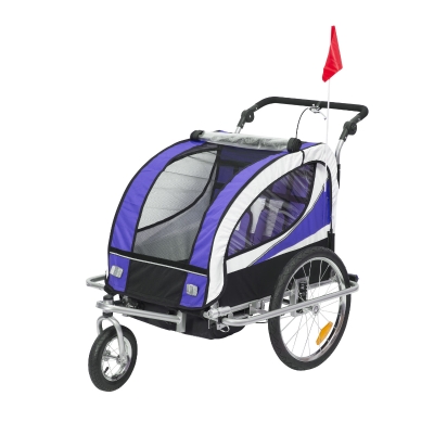 Kinderaanhanger 2 in 1 fietsaanhanger jogger aanhanger 360° draaibaar voor 2 kinderen