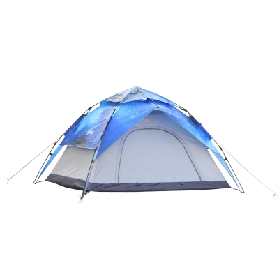 tent voor 3-4 personen, kampeertent met haringen, koepeltent, polyester, sterrenprint