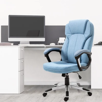 Vinsetto® kantoorstoel computerstoel draaistoel in hoogte verstelbaar kantelfunctie lichtblauw linnen 66 x 75 x 110–120 cm | Aosom.de