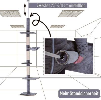 Kattenboom krabboom kattenkrabboom met sisalpalen in hoogte verstelbaar grijs