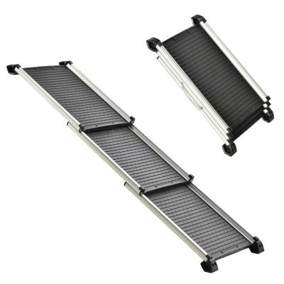 Aluminium hondenloopplank huisdierenloopplank inklapbaar hondentrap zwart 159 x 42 x 11,5 cm