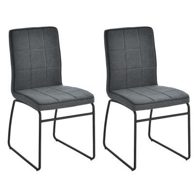 Eetkamerstoelen met rugleuning, set van 2 gestoffeerde stoelen, keukenstoel, linnen