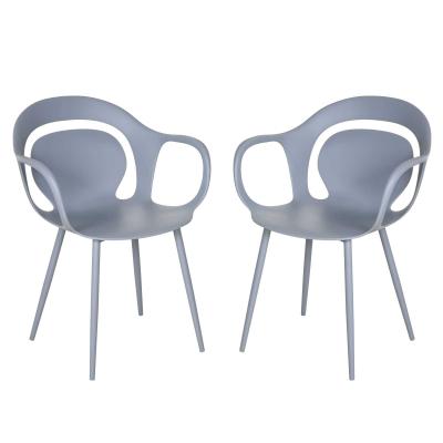 Eetkamerstoelen set van 2 keukenstoel woonkamerstoel met rugleuning PP grijs