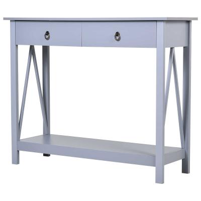 Consoletafel bijzettafel met 2 schuiflades dressoir entree massief hout grijs