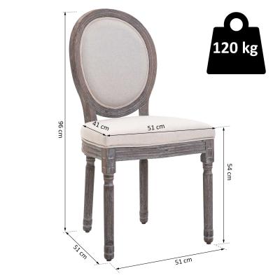 HOMCOM Set van 2 eetkamerstoelen retrodesign keukenstoel gestoffeerde stoel met vloermatten