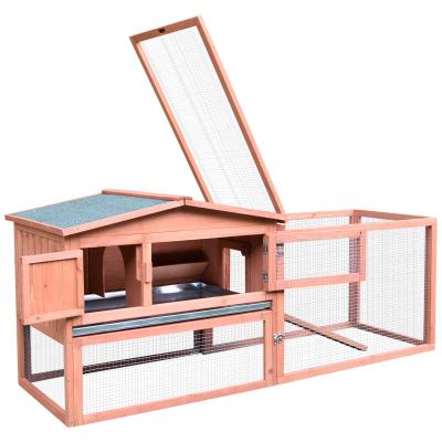 Konijnenhok konijnenhok met twee verdiepingen buitenverblijf massief hout oranje