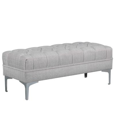 HOMCOM® gepolsterde bank bank retro linnen metalen poten zitbank lounge retro, linnen + metaal, grijs, 108 lx44 bx44 h cm