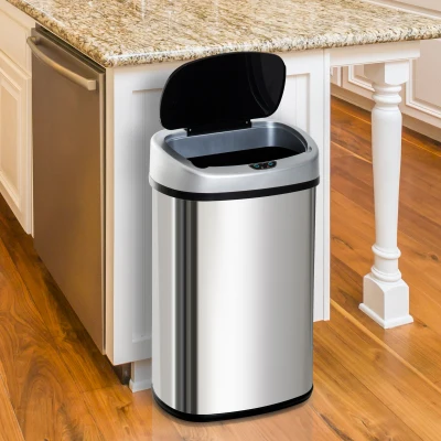 HOMCOM® Automatische vuilnisbak met infraroodsensor 58 L zilver