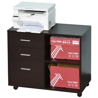 Printertafel trolley printerstandaard met 3 laden+2 planken spaanplaat bruin