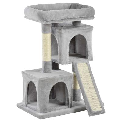Krabpaal PawHut met sisalpalen, krabpaal voor katten, klimboom voor katten, kattenboom, lichtgrijs, 59 x 39 x 83 cm kattenkrabpaal sisalpalen kattenboom lichtgrijs | Aosom.nl