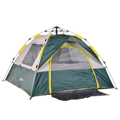 tent voor 3-4 personen, kampeertent met haringen, koepeltent, polyester, groen