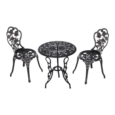 Outsunny Tuinmeubel 3-delig Tuinset zitgroep balkonset balkonmeubel decoratie, bronskleurig