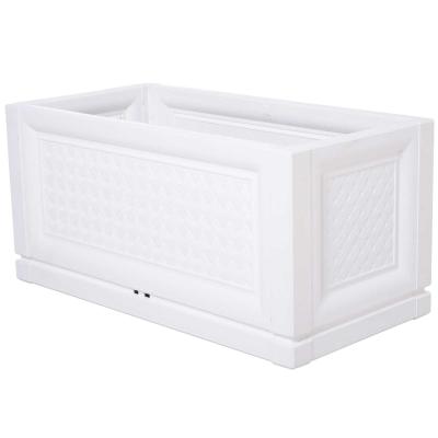 verhoogd bed tuinbed plantenbak 2 patronen afwateringsgaten PP wit 80 x 40 x 38 cm