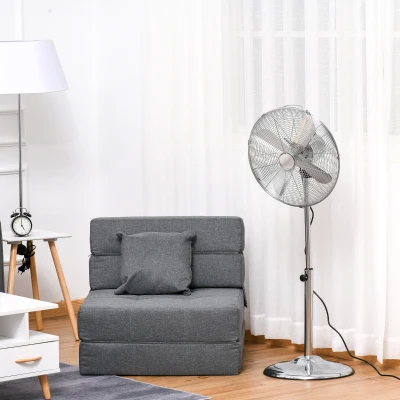 HOMCOM Statiefventilator ventilator in hoogte verstelbaar 3 snelheden staal zilver