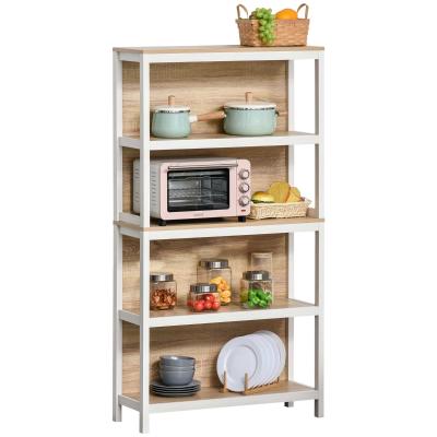 Staande plank boekenkast 4-laags kantoorplank keukenplank spaanplaat eik + wit