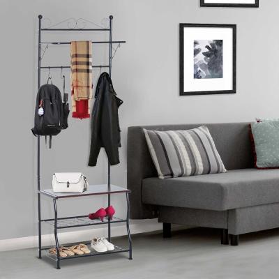 HOMCOM Coat Rack, 60Lx35Wx175H cm, Steel-Black
