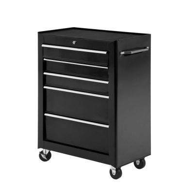 HOMCOM Steel 5-Drawer Rolling Tool Storage Cabinet Black