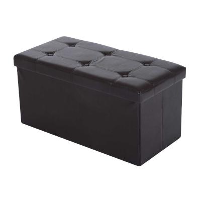 HOMCOM Folding Storage Cube, PU Leather-Brown