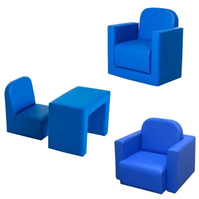 HOMCOM Kids 3 In 1 Table and Chair Set, PVC-Blue