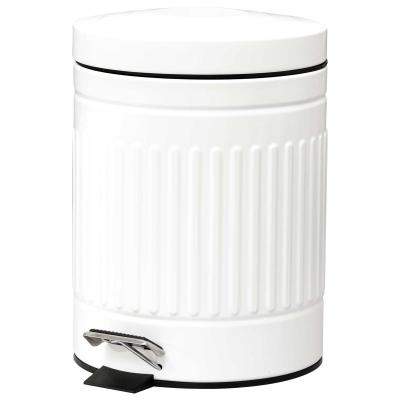 HOMCOM 5L Round Steel Pedal Bin White