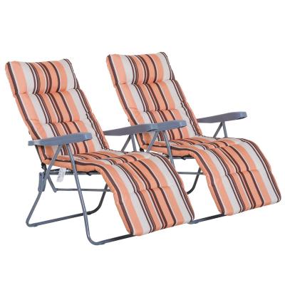 Outsunny 2Pc Folding Sun Loungers Set-Green/Grey