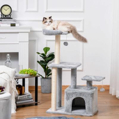 PawHut Cat Tree Tower w/ Scratching Posts Sisal Hanging Ball Condo 60 x 40 x 114cm