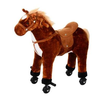 HOMCOM Kids Plush Ride On Walking Horse W/Sound-Brown