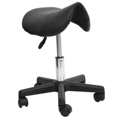 HOMCOM PU Leather Height Adjustable Saddle Stool Black